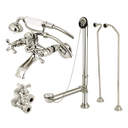 Kingston Brass Clawfoot Tub Faucet Packages, Polished Nickel, Tub Wall Mount CCK265PND